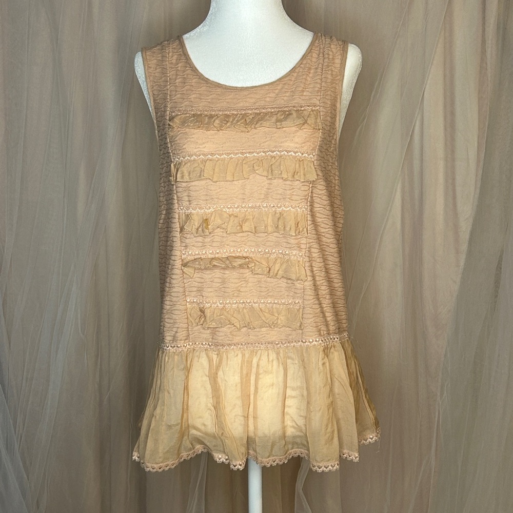 Free People Tan and Cream Tank Top